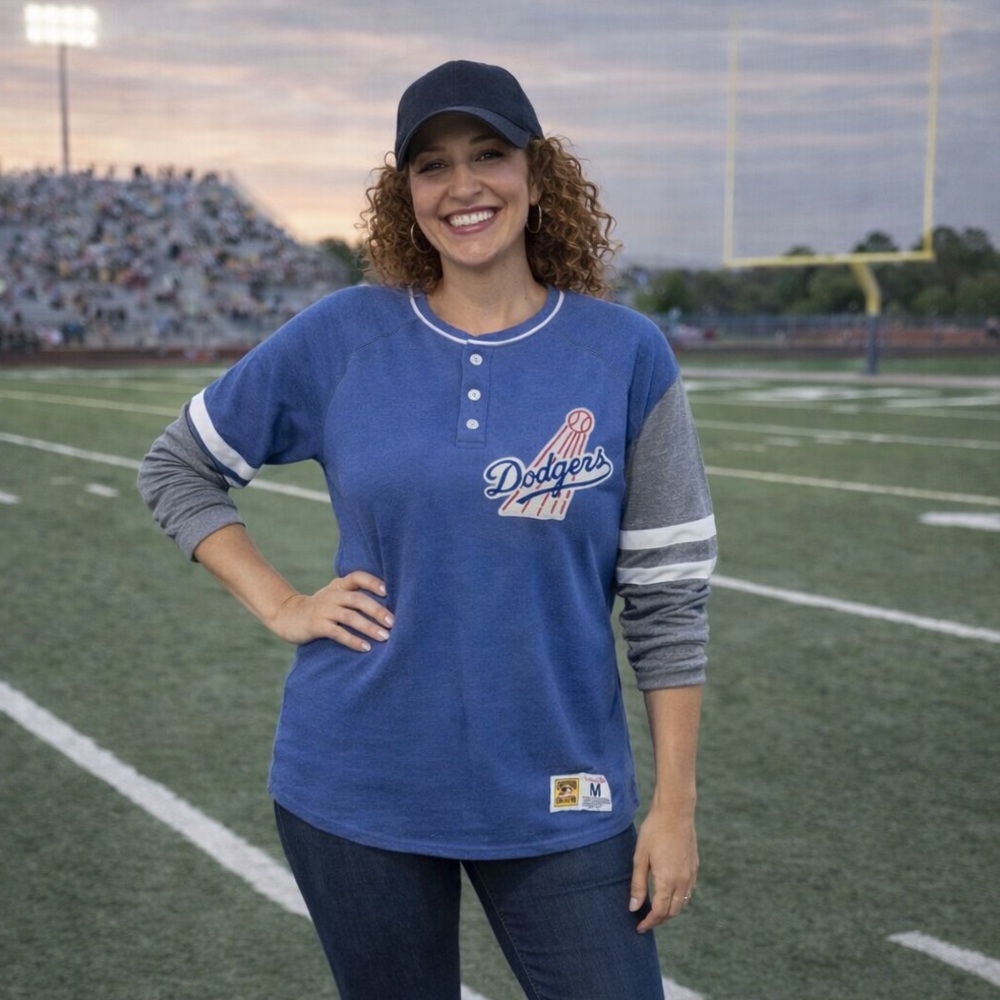 Mitchell & Ness Blue and Gray Long Sleeve Tee